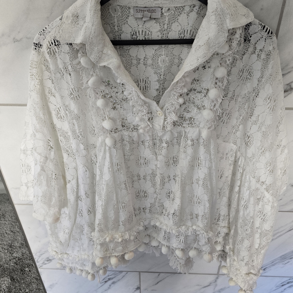 Sunny Studio White Lace Blouse
